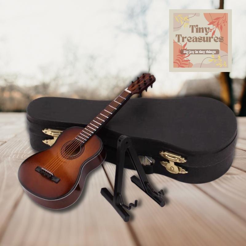 Miniature Guitar –13cm-25cm/ 1 6 & 1 12 Scale Dollhouse Musical Instrument, Collectible Mini Guitar Decor, Handmade Tiny Guitar