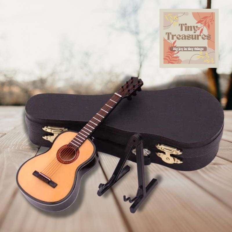 Miniature Guitar –13cm-25cm/ 1 6 & 1 12 Scale Dollhouse Musical Instrument, Collectible Mini Guitar Decor, Handmade Tiny Guitar