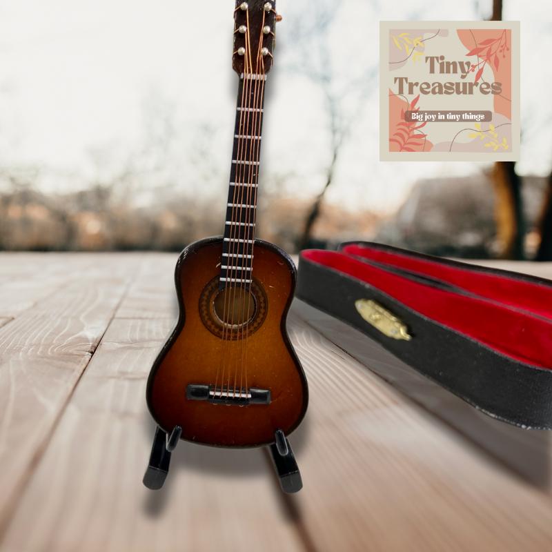 Miniature Guitar –13cm-25cm/ 1 6 & 1 12 Scale Dollhouse Musical Instrument, Collectible Mini Guitar Decor, Handmade Tiny Guitar