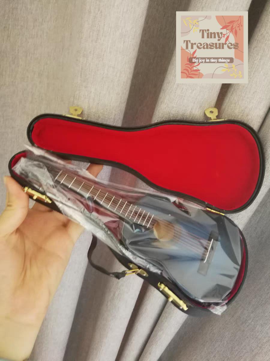 Miniature Guitar –13cm-25cm/ 1 6 & 1 12 Scale Dollhouse Musical Instrument, Collectible Mini Guitar Decor, Handmade Tiny Guitar
