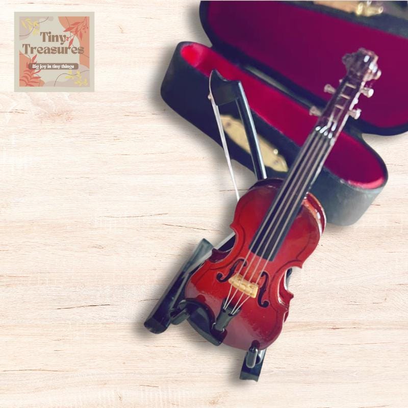 Miniature Violin – 1 12 & 1 6 Scale Dollhouse Instrument, Tiny Violin for Collectors, Handmade Mini Music Decor /Custom Engraving