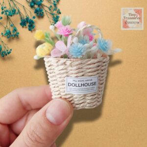 Mini Woven Flower Basket 1 12 | Handmade Dollhouse Basket 1:6 | Tiny Wicker Basket for Miniature Decor