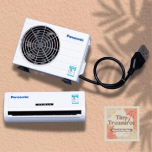 Miniature 1:12 Scale Air Conditioner – Realistic Dollhouse AC Unit with USB-Powered Fan