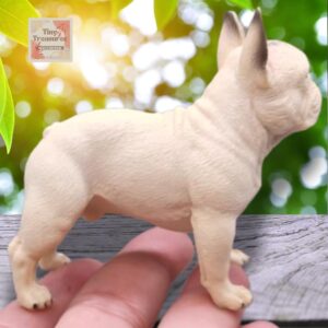 Miniature French Bulldog Figurines – Standing & Sleeping Dog, 1:12 Scale Dollhouse Decor, Collectible Tiny Pet Model