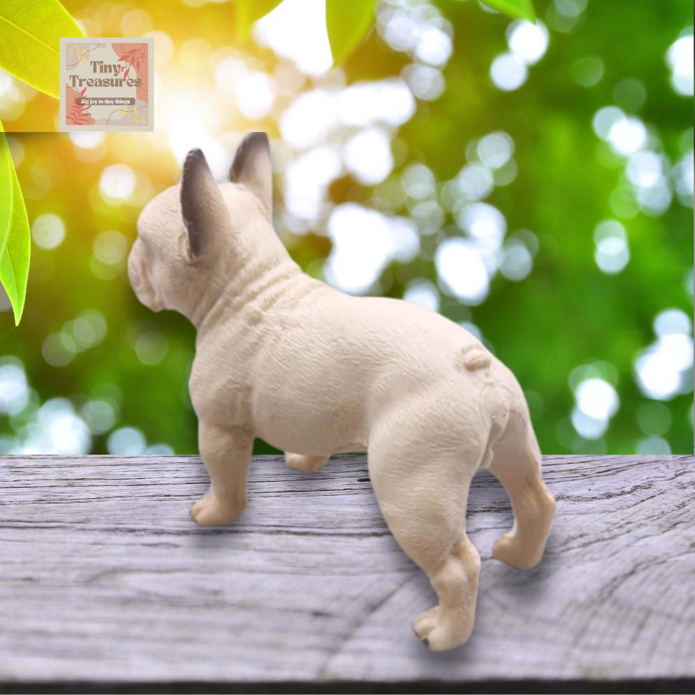 Miniature French Bulldog Figurines – Standing & Sleeping Dog, 1:12 Scale Dollhouse Decor, Collectible Tiny Pet Model