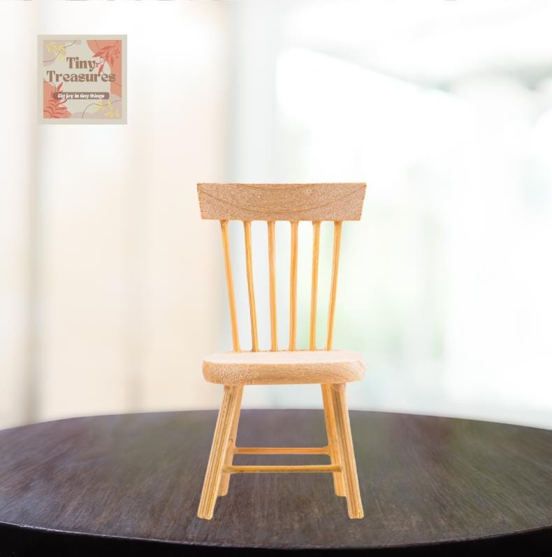 Miniature Wooden Table and Chairs Set – Dollhouse 1:12 Scale Furniture, Handmade Tiny Wood Dining Set