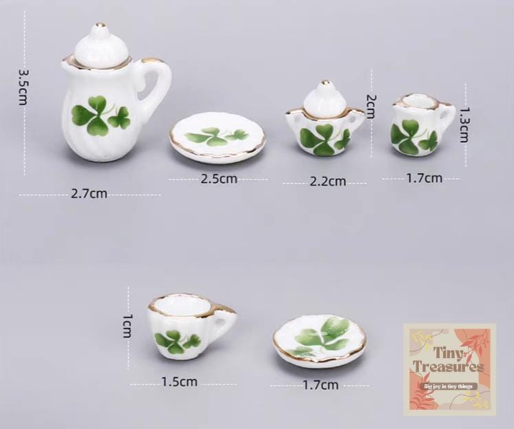 Miniature Porcelain Tea Set – 15-Piece Dollhouse Tea Set, 1:12 Scale Blue Floral China, Tiny Tea Party Set