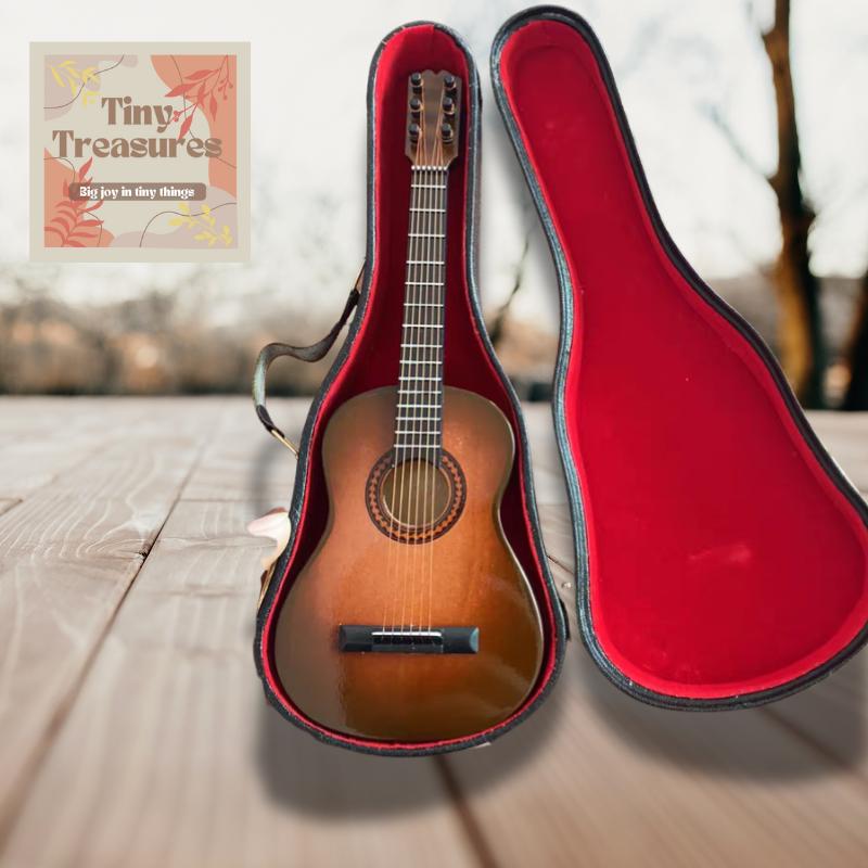 Miniature Guitar –13cm-25cm/ 1 6 & 1 12 Scale Dollhouse Musical Instrument, Collectible Mini Guitar Decor, Handmade Tiny Guitar