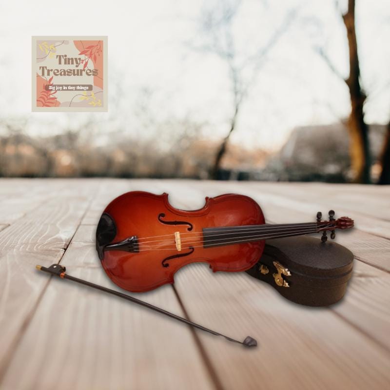 Miniature Violin – 1 12 & 1 6 Scale Dollhouse Instrument, Tiny Violin for Collectors, Handmade Mini Music Decor /Custom Engraving