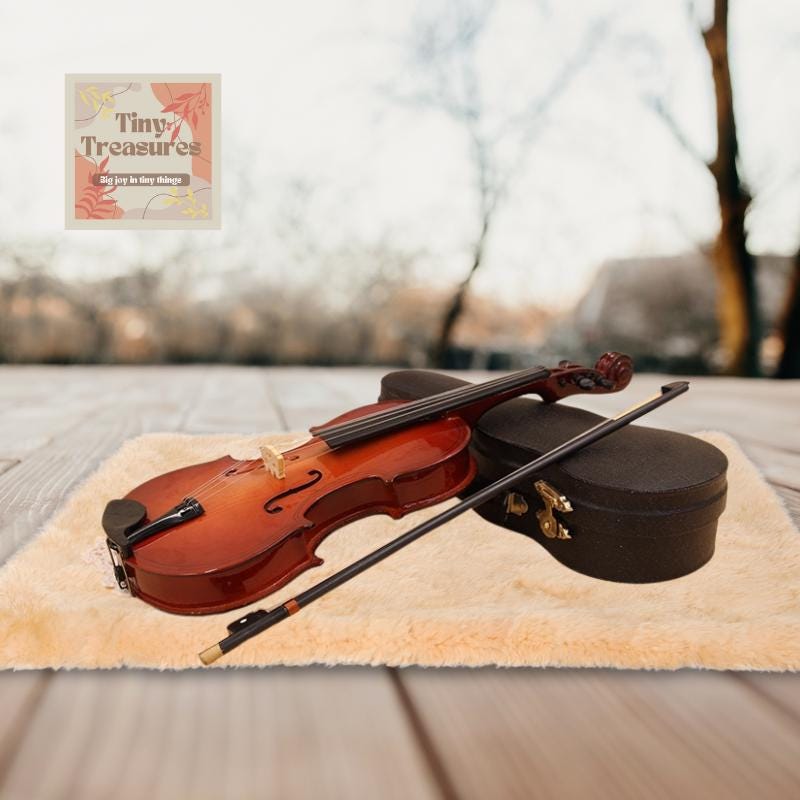 Miniature Violin – 1 12 & 1 6 Scale Dollhouse Instrument, Tiny Violin for Collectors, Handmade Mini Music Decor /Custom Engraving