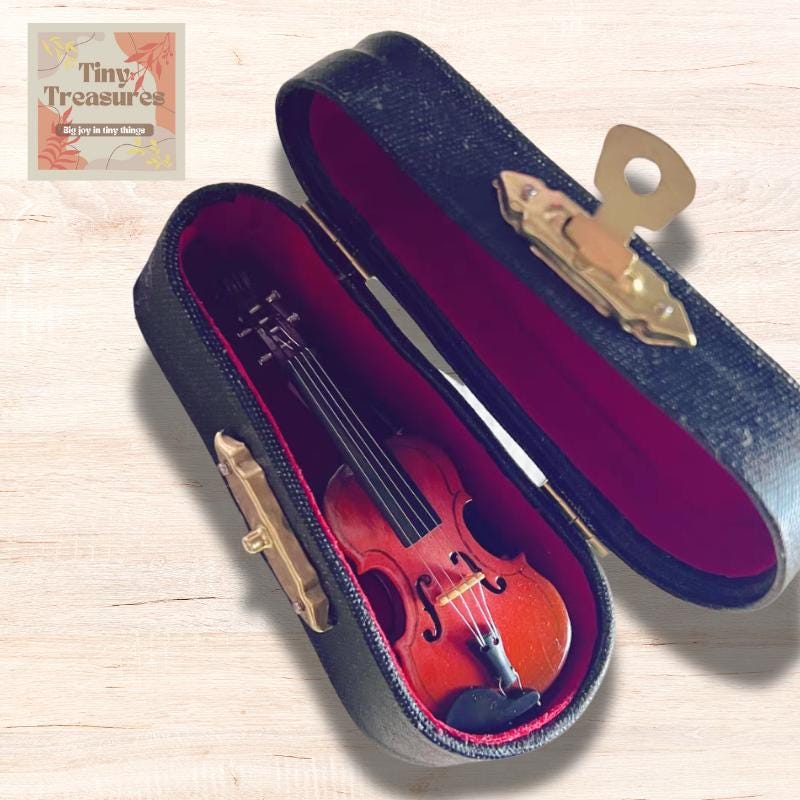 Miniature Violin – 1 12 & 1 6 Scale Dollhouse Instrument, Tiny Violin for Collectors, Handmade Mini Music Decor /Custom Engraving
