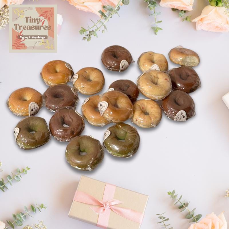 Miniature Bagel Set – Tiny Handmade Bakery Food for Dollhouse & Collectors (6 Styles)