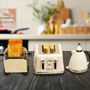 Miniature Kettle & Toaster – 1:12 Scale Dollhouse Kitchen Appliance with Moving Parts