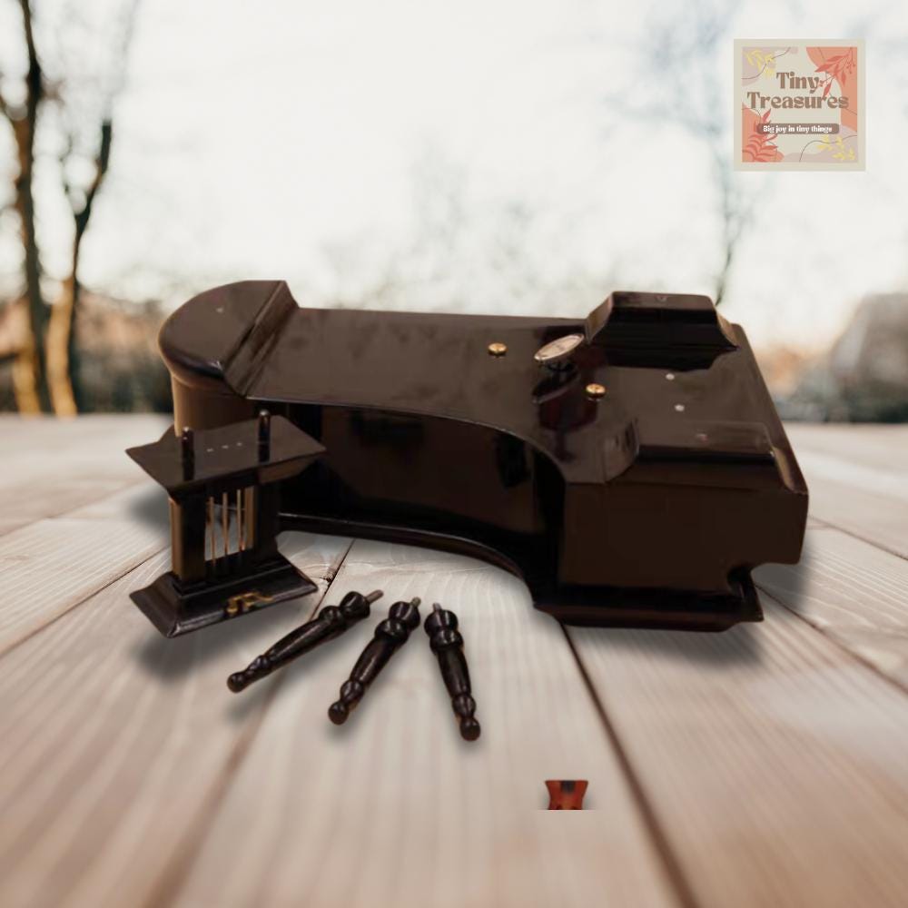 Personalized Miniature White Grand Piano Music Box – 1 6 & 1 12 Scale – Custom Song / Engraving – Elegant Gift with Stool (Black Case)