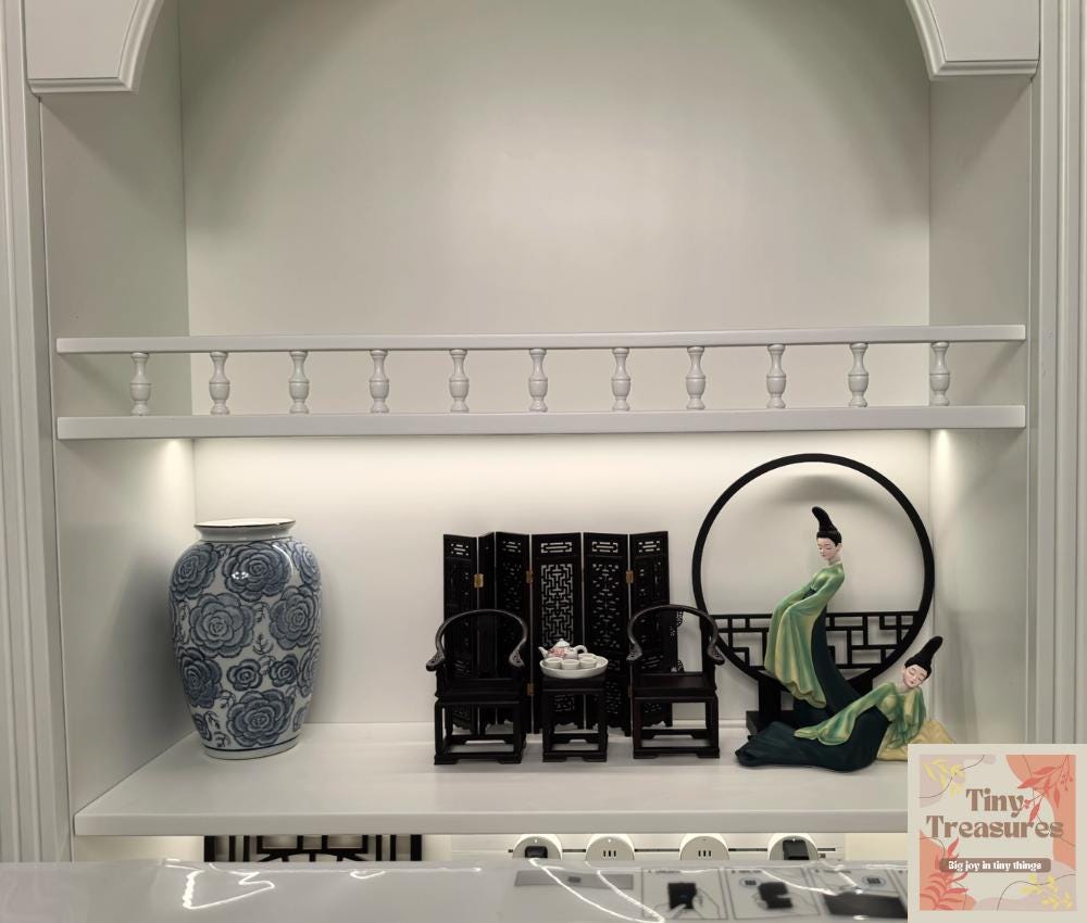 Miniature Mini Chinese Folding Screen –1:12/8 Dollhouse Room Divider – Wooden Handcrafted Display – Classical Decor