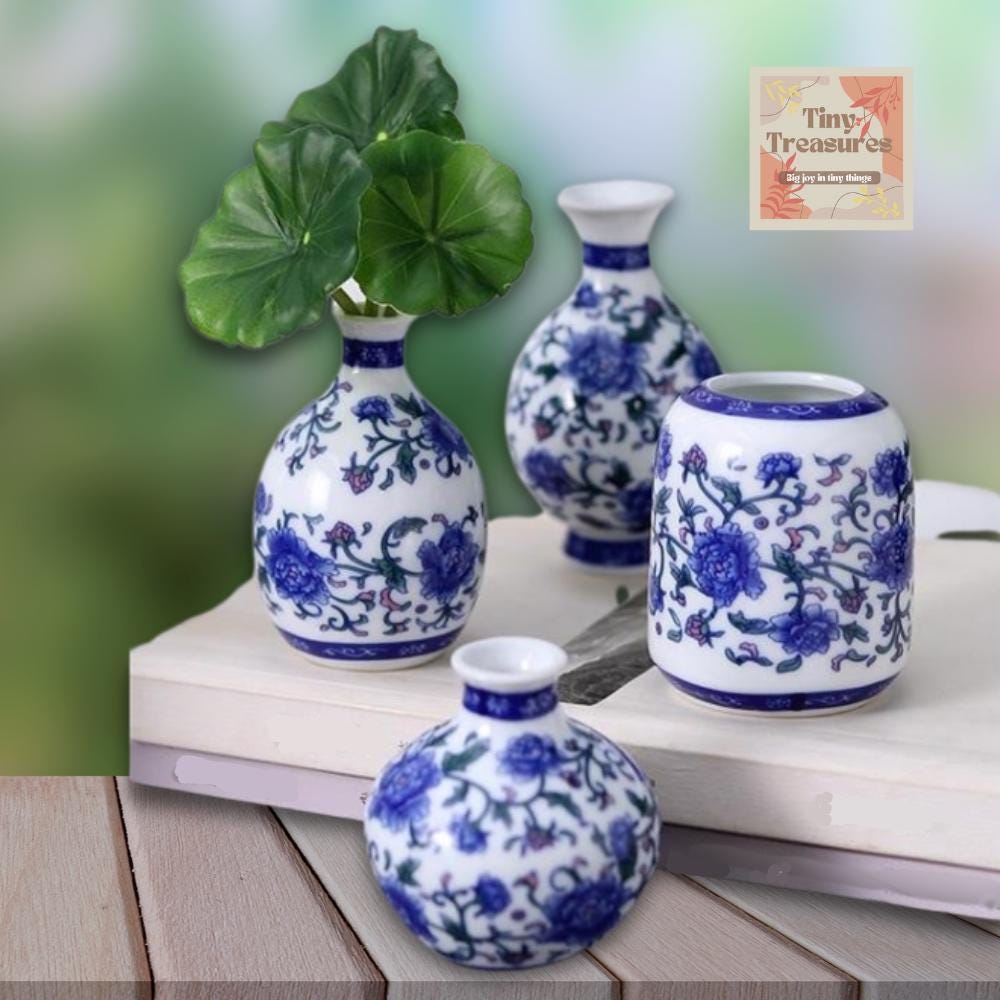 Miniature Mini Ceramic Vases – 5 Unique Styles, 1:12 Scale Dollhouse Decor
