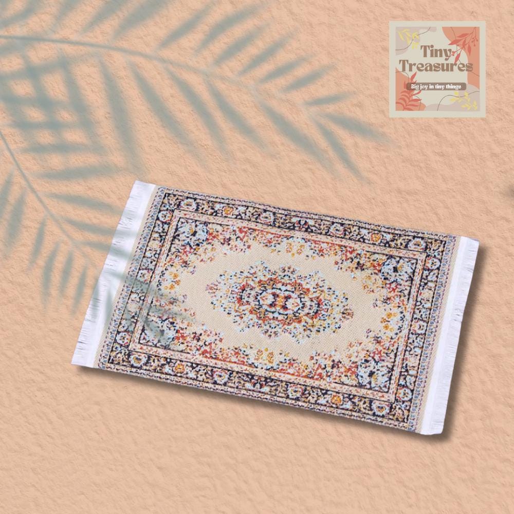 Miniature Dollhouse Rug, Persian Turkish Rug – Handmade 1/6 1/10 1/12 Scale Carpet for Tiny Homes / Dioramas