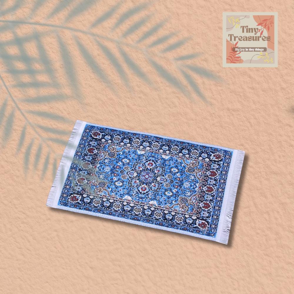 Miniature Dollhouse Rug, Persian Turkish Rug – Handmade 1/6 1/10 1/12 Scale Carpet for Tiny Homes / Dioramas