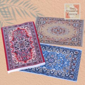 Miniature Dollhouse Rug, Persian Turkish Rug – Handmade 1/6 1/10 1/12 Scale Carpet for Tiny Homes / Dioramas