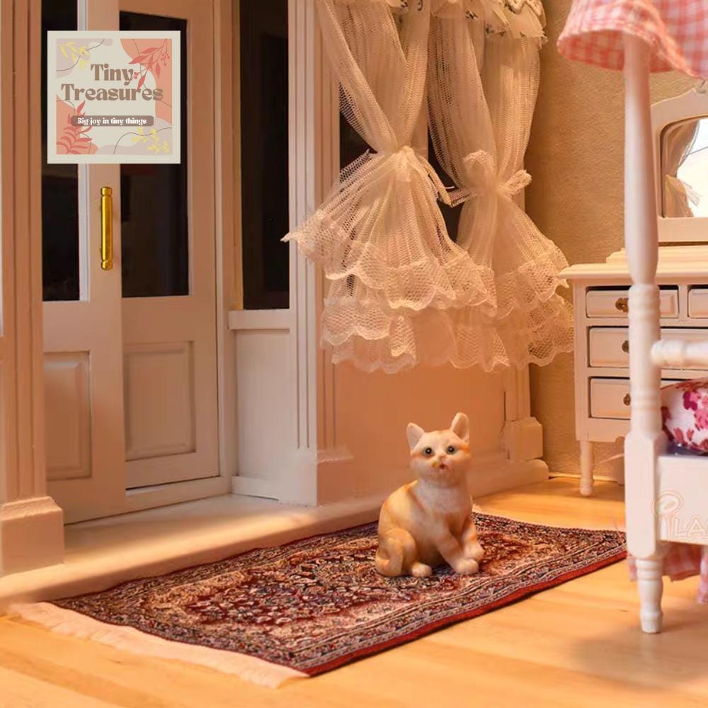 Miniature Dollhouse Rug, Persian Turkish Rug – Handmade 1/6 1/10 1/12 Scale Carpet for Tiny Homes / Dioramas