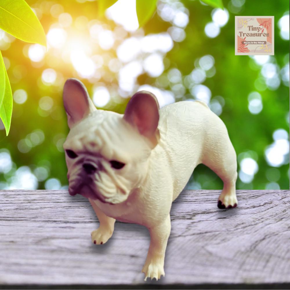 Miniature French Bulldog Figurines – Standing & Sleeping Dog, 1:12 Scale Dollhouse Decor, Collectible Tiny Pet Model