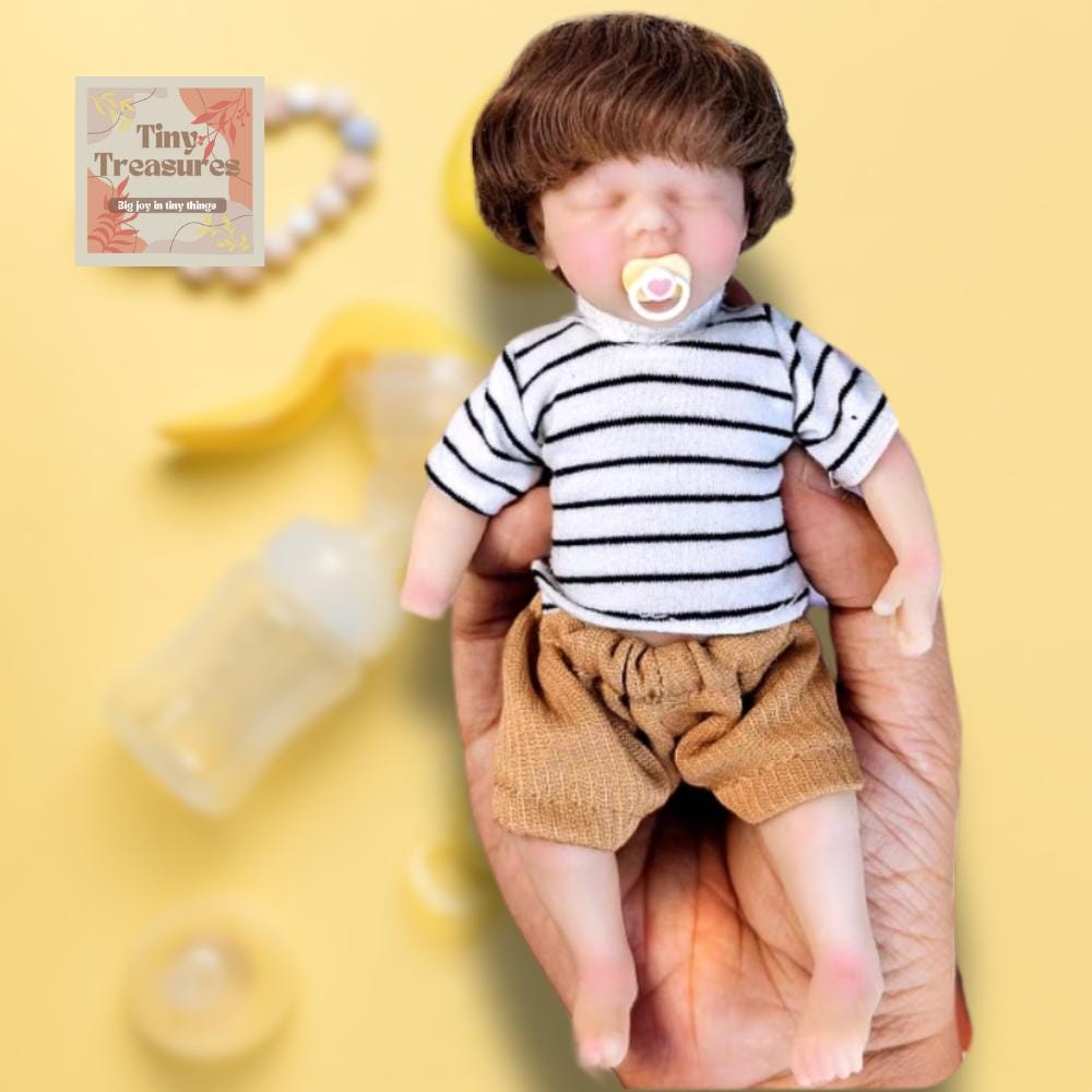 Miniature Doll 6-Inch Mini Silicone Babies – 6 Styles, Custom Gender 1:12 Scale Dollhouse