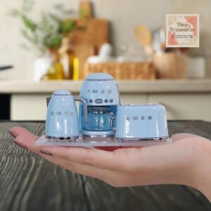 Miniature Kitchen Set – Kettle, Toaster, Coffee Maker, 6 Colors, 1:12 Scale Dollhouse