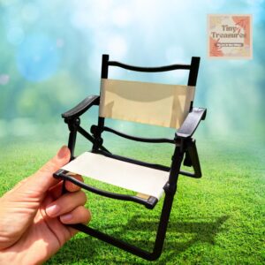 Miniature Folding Camping Chair 1:6 Scale | Dollhouse Outdoor Lounge Chair | 11.8cm Display Chair | Mini Action Figure Seat