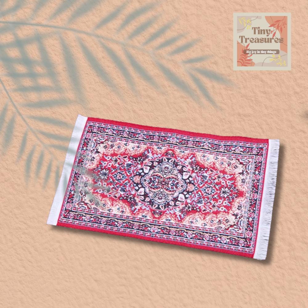 Miniature Dollhouse Rug, Persian Turkish Rug – Handmade 1/6 1/10 1/12 Scale Carpet for Tiny Homes / Dioramas