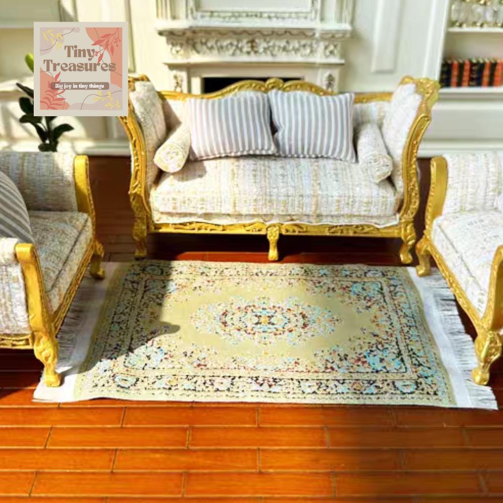 Miniature Dollhouse Rug, Persian Turkish Rug – Handmade 1/6 1/10 1/12 Scale Carpet for Tiny Homes / Dioramas