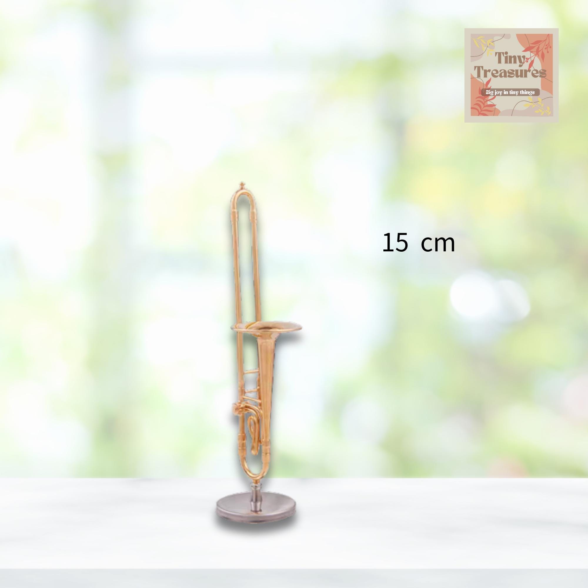 Miniature Trombone Model – 1:12 & 1 6 Scale – 3 Sizes (9cm / 15cm / 30cm) – Personalized Music Gift – Custom Engraving Available