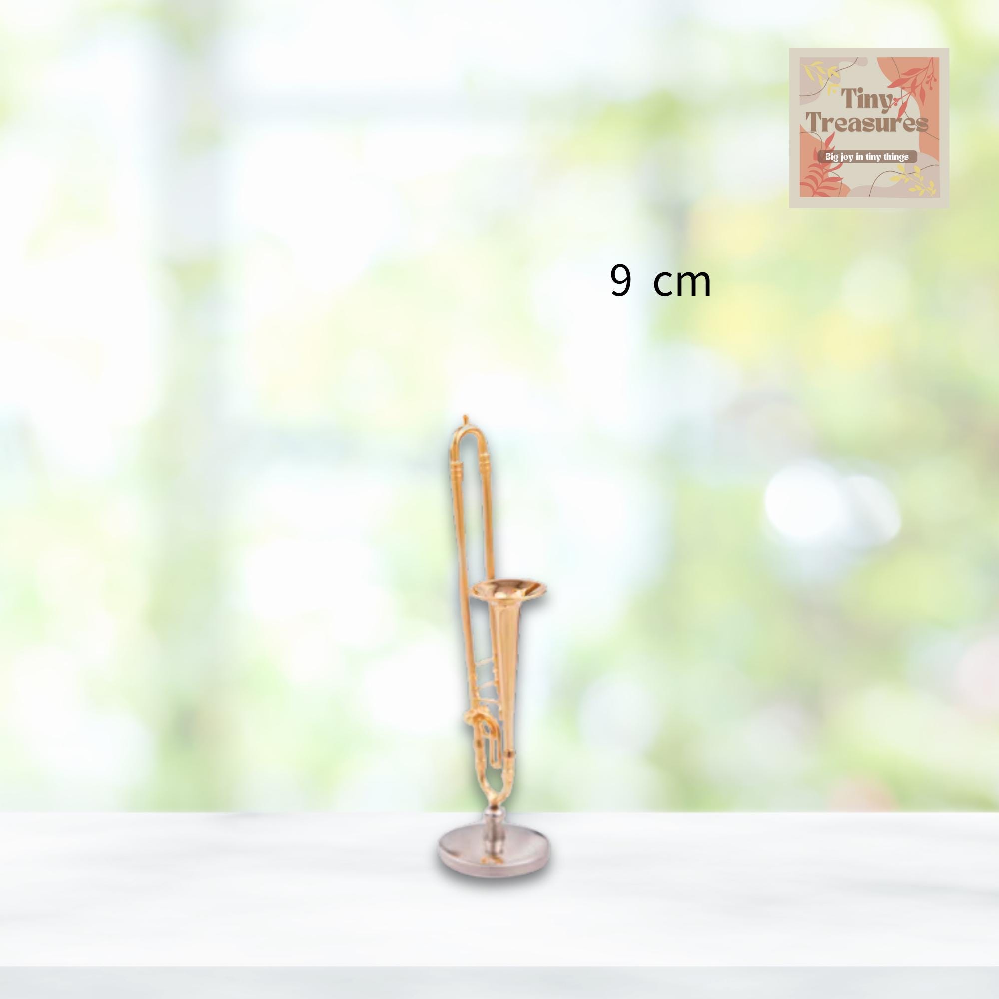 Miniature Trombone Model – 1:12 & 1 6 Scale – 3 Sizes (9cm / 15cm / 30cm) – Personalized Music Gift – Custom Engraving Available