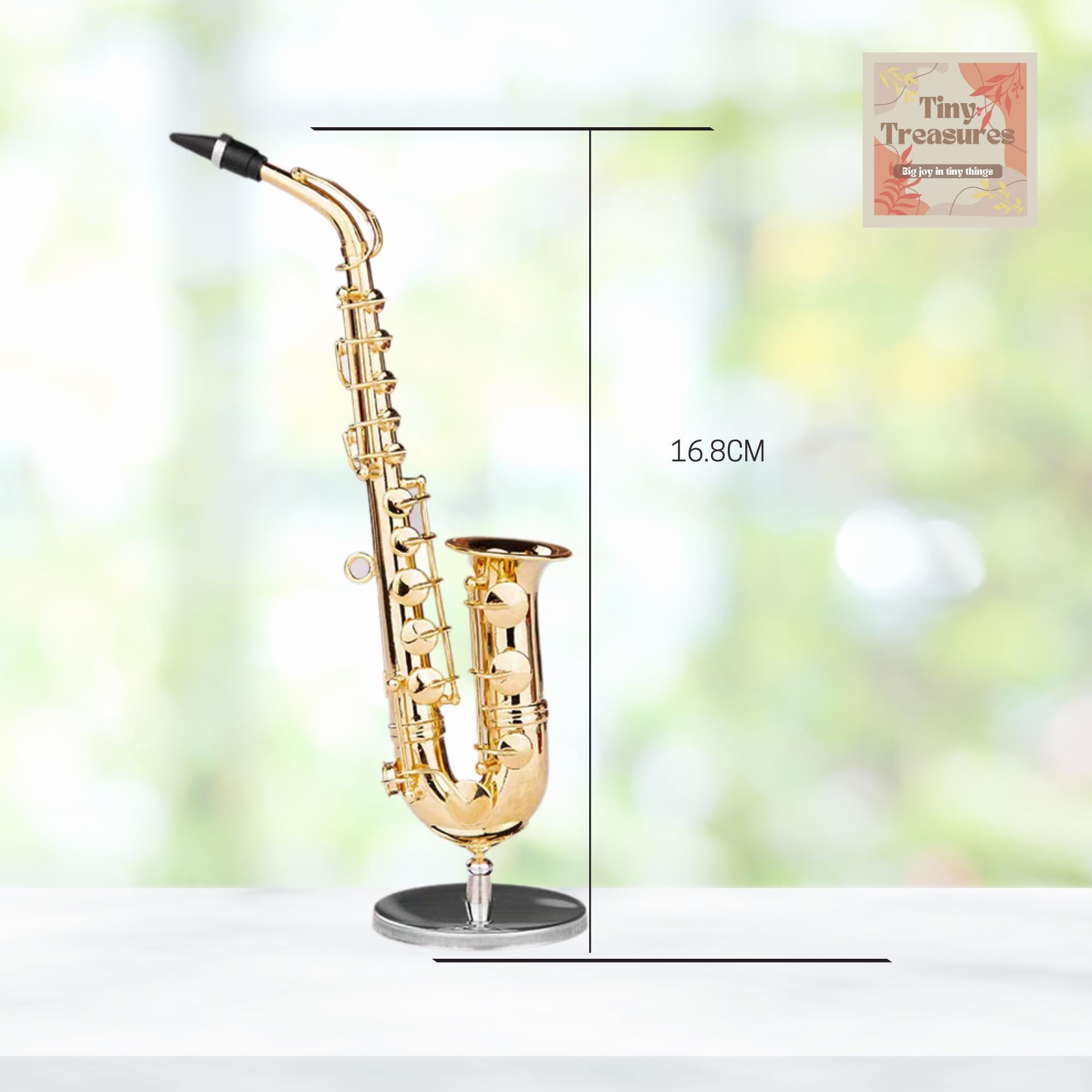 Miniature Saxophone Model – 1:12 & 1 6 Scale – 2 Sizes (16cm / 30cm) – Personalized Music Gift – Custom Engraving Available – Jazz Decor
