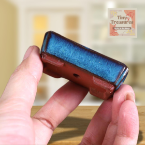 Miniature Yixing Zisha Rectangular Planter – 1:12 Scale Glazed Purple Clay Bonsai Pot (2.28in x 1.18in x 0.67in) | Tiny Succulent Flowerpot