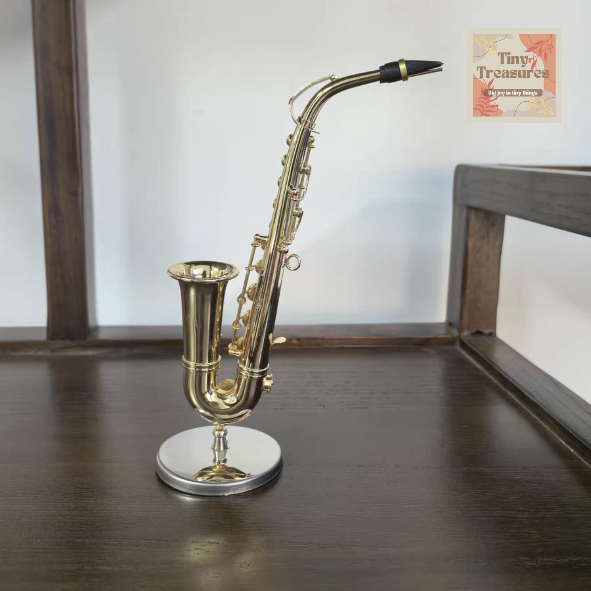 Miniature Saxophone Model – 1:12 & 1 6 Scale – 2 Sizes (16cm / 30cm) – Personalized Music Gift – Custom Engraving Available – Jazz Decor