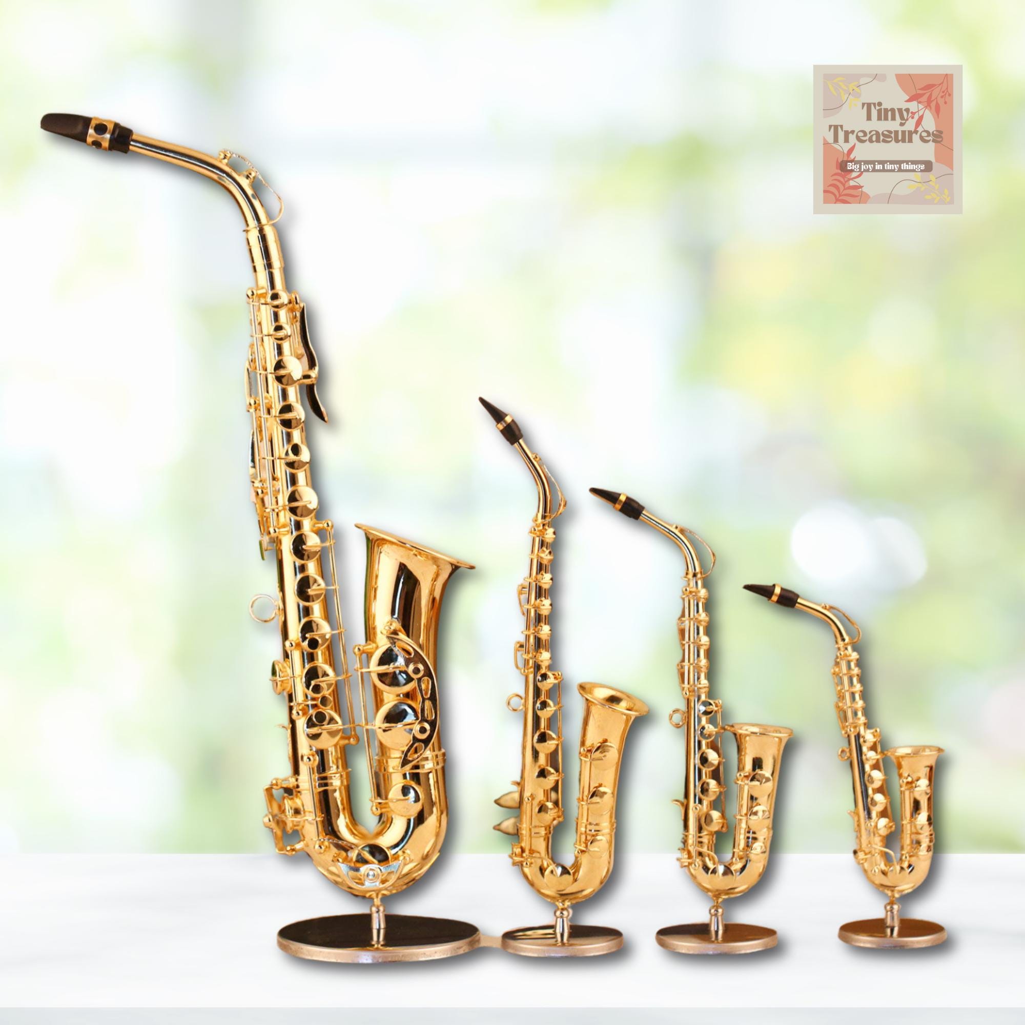 Miniature Saxophone Model – 1:12 & 1 6 Scale – 2 Sizes (16cm / 30cm) – Personalized Music Gift – Custom Engraving Available – Jazz Decor