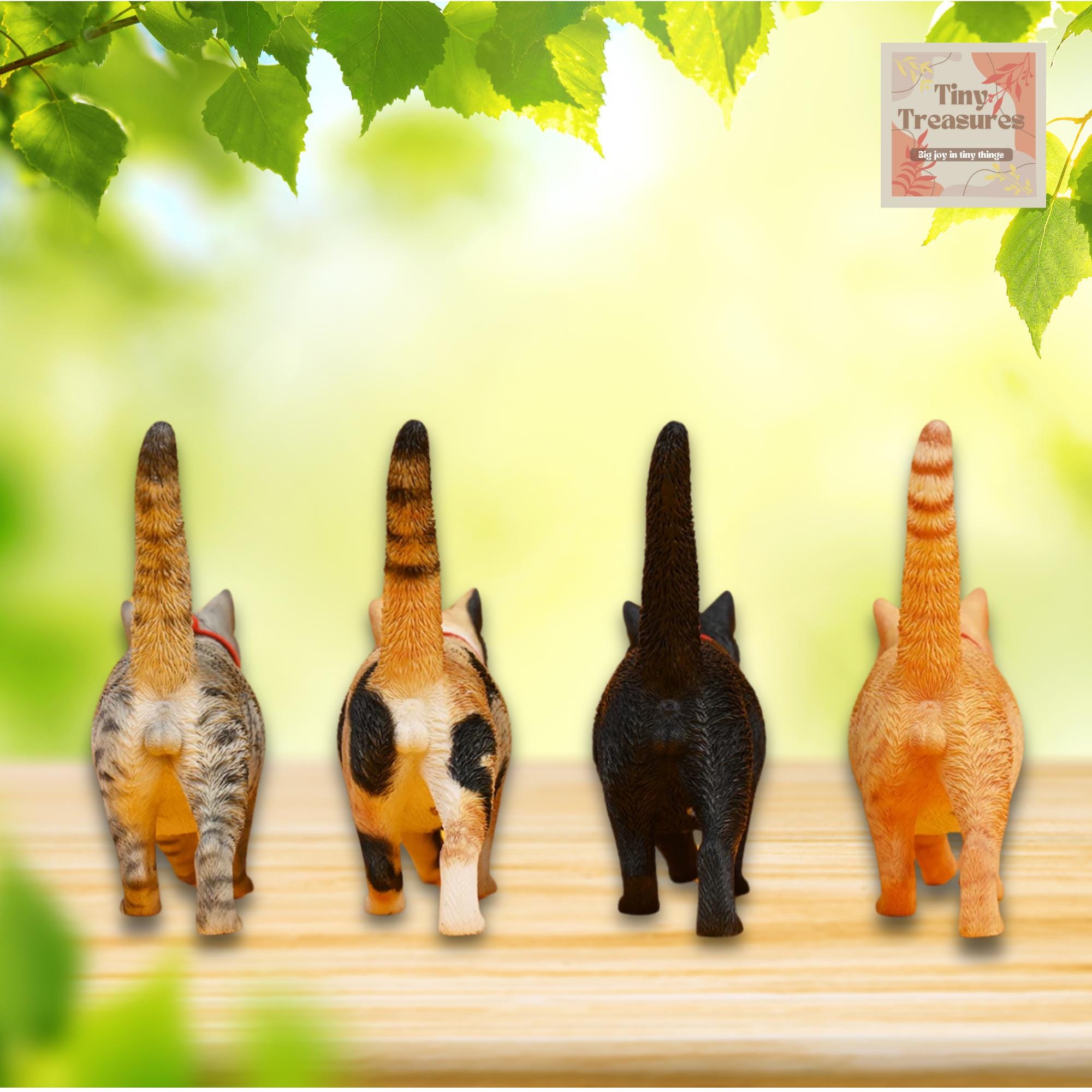 Miniature Resin Cat Figurines – 8 Styles Dollhouse Curled or Upright Tail Cat – 1:6 Scale Pet Model for Collectors