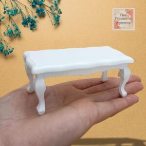 Miniature Rectangle Table 1:12 Scale | Handmade Wooden Dining Table | 9.1cm/3.58in Dollhouse Furniture | Vintage Coffee Table